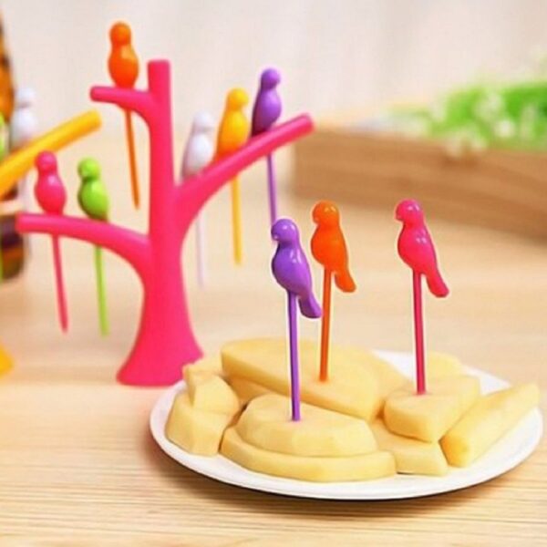 Bird Design Kids Fruit Forks Set