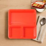 Plastic 3-Compartment Rectangular Meal Serving Tray / Plates (1 Pc) - Front View by Nari Haat, Indian ethnic wear, wo...