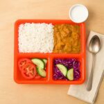 Plastic 3-Compartment Rectangular Meal Serving Tray / Plates (1 Pc) - Neckline Detail by Nari Haat, Indian ethnic wea...