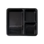 Plastic 3-Compartment Meal Serving Tray – Rectangular Dining Plate (1 Pc / Black) - Sleeve Design by Nari Haat, Ind...