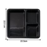 Plastic 3-Compartment Meal Serving Tray – Rectangular Dining Plate (1 Pc / Black) - Neckline Detail by Nari Haat, I...