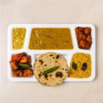 Plastic 3-Compartment Meal Serving Tray – Rectangular Dining Plate (1 Pc / Black) - Closeup Embroidery by Nari Haat...