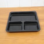 Plastic 3-Compartment Meal Serving Tray – Rectangular Dining Plate (1 Pc / Black) - Full Detail by Nari Haat, India...
