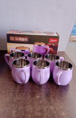 Apex Chit-Chat Double Wall Stainless Steel Mug Set (6Pc/200ml) Approx - Fabric Detail by Nari Haat, Indian ethnic wea...