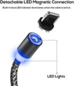 Magnetic Charging Cable 3 in 1 Metal Magnetic Micro USB Type C Lighting Cable with LED, Multiple Charging Adapters fo...