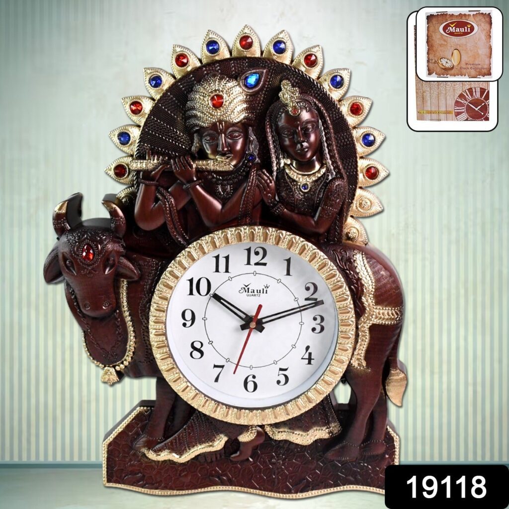 Analog Latest Stylish New Models Wall Clock with God Radha Kishan Frame - Front View by Nari Haat, Indian ethnic wear...