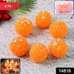 Set of 6 Laddu-Shaped Wax Candles with Silver Leaf Decoration - With Dupatta by Nari Haat, Indian ethnic wear, women ...