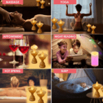 Set of 12 White Water Sensor LED Diyas - Closeup Embroidery by Nari Haat, Indian ethnic wear, women clothing, designe...