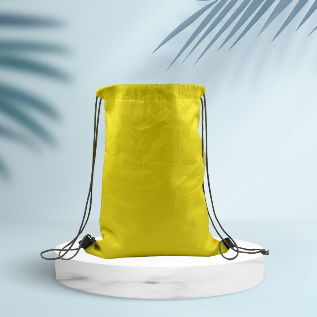 Portable Dori Bag Inside silver with coating Drawstring Backpack - Front View by Nari Haat, Indian ethnic wear, women...