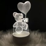 3D Illusion LED Night Lamp with Teddy Bear Holding Heart Design - Neckline Detail by Nari Haat, Indian ethnic wear, w...