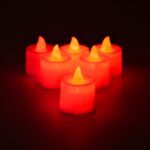 Red LED Tealights Smokeless Flameless Candles for Home Decor, Diwali (24 Pcs) - Closeup Embroidery by Nari Haat, Indi...