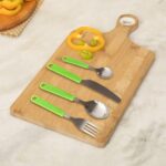 Stainless Steel Cutlery Set with Stand - (24 Pc) - Sleeve Design by Nari Haat, Indian ethnic wear, women clothing, de...