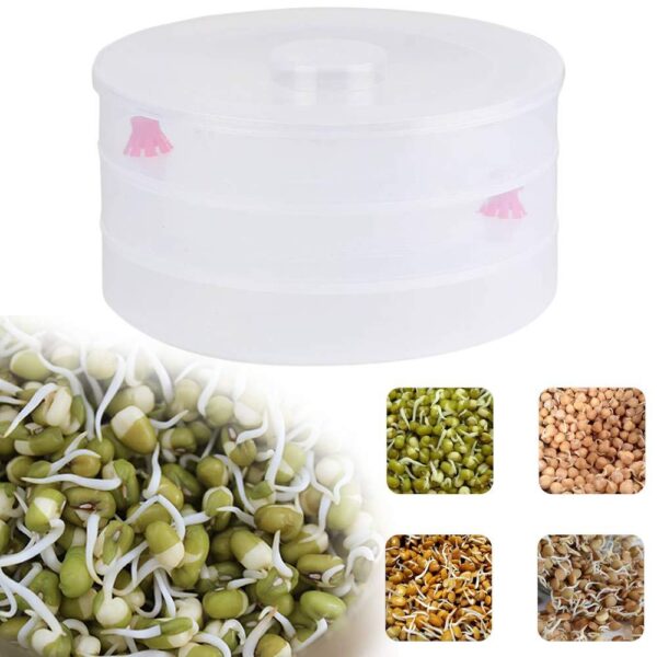 White plastic 3 compartment sprout maker