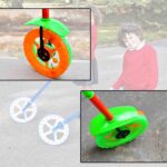 Plastic Single Wheel Push Run toy handle and two lights on wheel. push toy for Kids - Closeup Embroidery by Nari Haat...