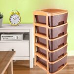 5tier Plastic Modular Drawer System For Multiple Use (Brown colour) - Front View by Nari Haat, Indian ethnic wear, wo...
