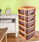 5tier Plastic Modular Drawer System For Multiple Use (Brown colour) - Front View by Nari Haat, Indian ethnic wear, wo...