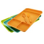 4-Compartment Plastic Dish Set with Spoon & Fork – Versatile Dinner & Pav Bhaji Plate - Sleeve Design by Nari Haat,...