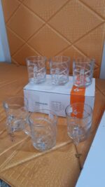 Glass Coffe & Tea Cup / Mug Enjoy Your Drink Style, Water glass (6 pcs Set / 220 ML) - Fabric Detail by Nari Haat, In...