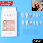 Reusable Press-On Artificial Nails with Adhesive Stickers fake nails (1 Pkt) - With Dupatta by Nari Haat, Indian ethn...