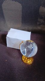 Crystal Globe / World Map 50 mm with Golden Stand (1 Pc) - Full Detail by Nari Haat, Indian ethnic wear, women clothi...