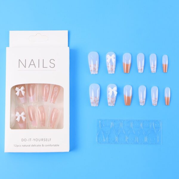 Reusable Press-On Artificial Nails with Adhesive Stickers fake nails (1 Pkt) - Front View by Nari Haat, Indian ethnic...