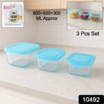 Premium Quality 3-Piece Square Glass Food Storage Container / Bowl Set - With Dupatta by Nari Haat, Indian ethnic wea...