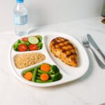 Plastic Large Compartment Dinner Plate / Thali with 4 Sections - Fabric Detail by Nari Haat, Indian ethnic wear, wome...