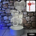 3D Illusion LED Night Lamp with Teddy Bear Holding Heart Design - With Dupatta by Nari Haat, Indian ethnic wear, wome...