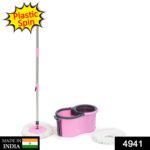 Quick Spin Mop Plastic spin, Bucket Floor Cleaning, Easy Wheels & Big Bucket, Floor Cleaning Mop with Bucket - With D...