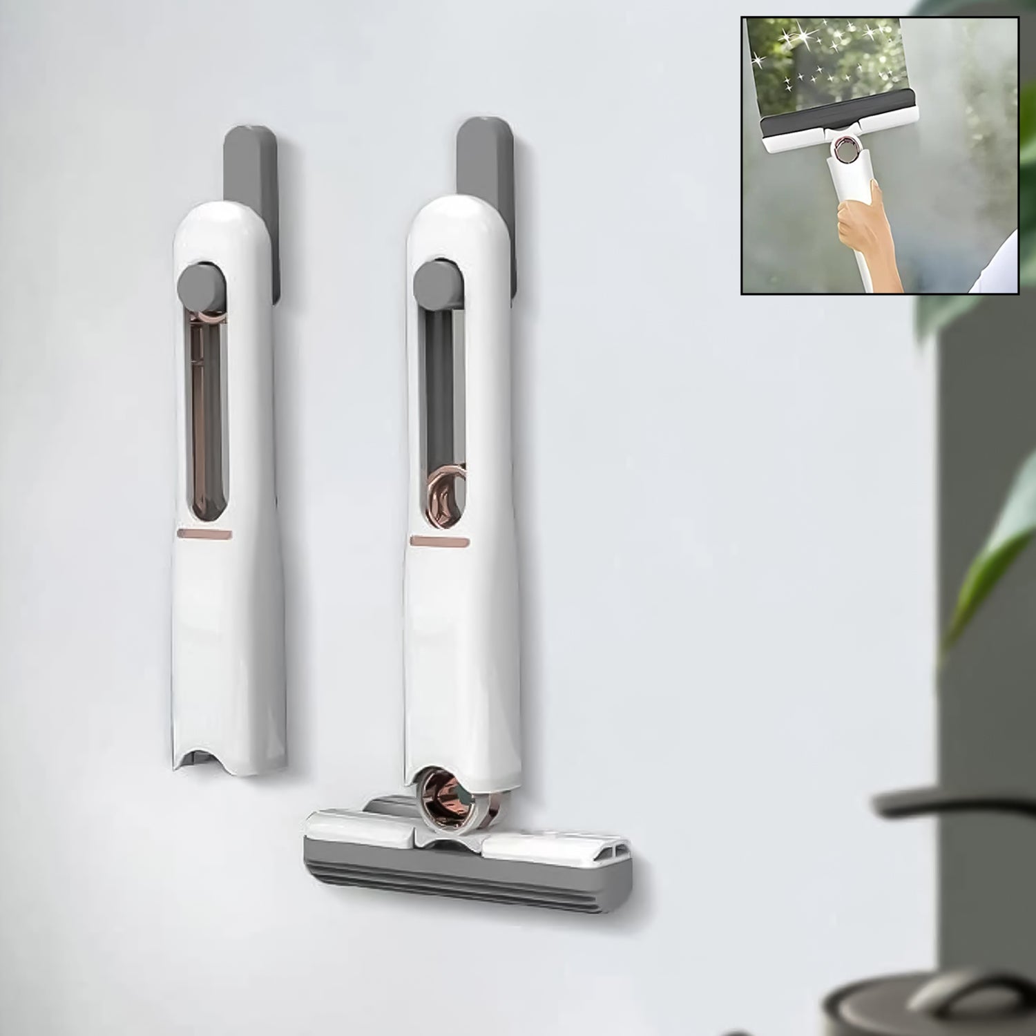 4981_bb_mini_table_mop.jpg Portable Self-Squeeze Short Mop, with 1 Cotton Head, Bathroom Kitchens Table - Front View by Nari Haat, Indian ethnic...