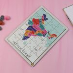 Wooden India Map Puzzle - (1 Set) - Closeup Embroidery by Nari Haat, Indian ethnic wear, women clothing, designer suit