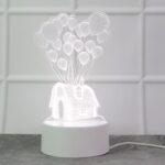 3D Illusion LED Night Lamp with House and Balloons Design - Closeup Embroidery by Nari Haat, Indian ethnic wear, wome...