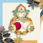 Ganesh Design Decorative Kumkum Box - (1 Pc) - Closeup Embroidery by Nari Haat, Indian ethnic wear, women clothing, d...