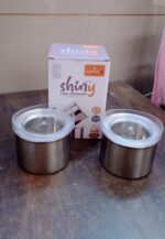 Multipurpose Stainless Steel Airtight Containers with See Through Lid (2 Pc / 500 ML) - Fabric Detail by Nari Haat, I...