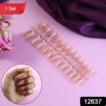 Elegant Nude Glossy Artificial Nail Tips fake nails (24 Pc Set) - With Dupatta by Nari Haat, Indian ethnic wear, wome...