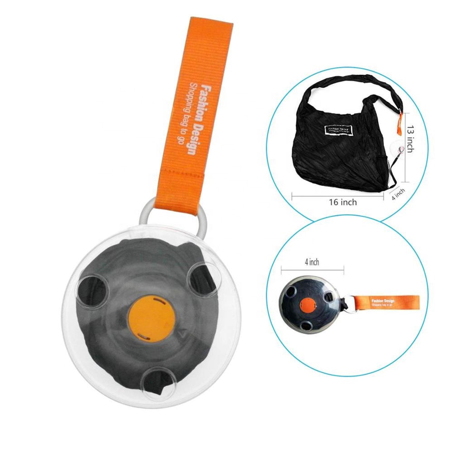 4image_295db494-1f00-4d8c-856d-09be58240404.jpg Reusable Foldable Nylon Grocery Bag with Portable Case - Image 1