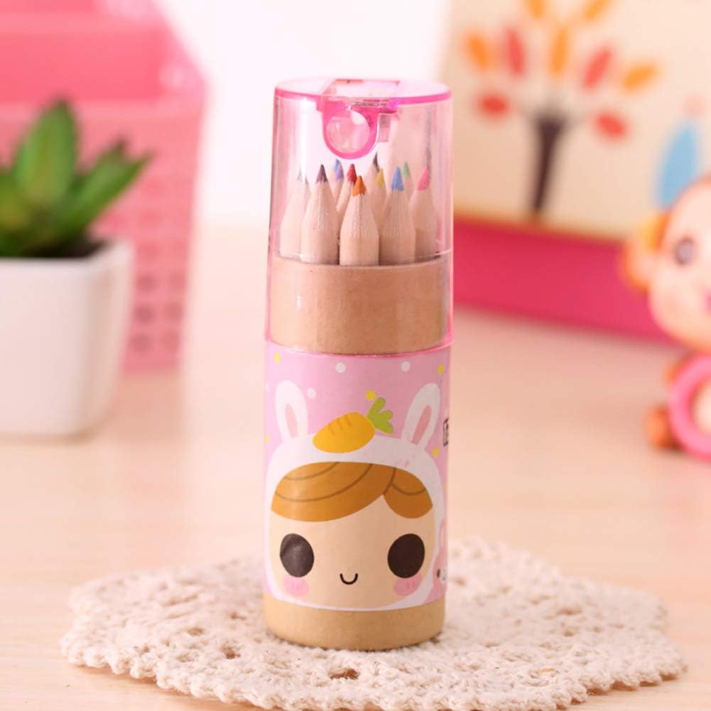 12 mini colouring pencils with sharpener for kids
