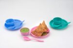 Multipurpose Snack Set 3 pcs - Spoon, Bowl and Dish - Front View by Nari Haat, Indian ethnic wear, women clothing, de...