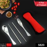 Picnic Dinner Spoon Fork Chopsticks Cutlery Set High Quality Tableware 4 Pc 1 Set - With Dupatta by Nari Haat, Indian...