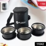 Insulated Stainless Steel Tiffin Lunch Box Set with Carry Bag (1 Set) - With Dupatta by Nari Haat, Indian ethnic wear...