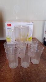 Apex Unbreakable Lemon Jug Set with 6 Glasses – 1200ML Jug + 300ML Glasses Approx - Neckline Detail by Nari Haat, I...