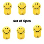 Plastic Self-Adhesive Smiley Face Hooks, 1 Kg Load Capacity (6pcs) - Back View by Nari Haat, Indian ethnic wear, wome...