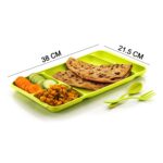4-Compartment Plastic Dish Set with Spoon & Fork – Versatile Dinner & Pav Bhaji Plate - Neckline Detail by Nari Haa...