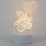 3D Illusion LED Night Lamp with Teddy Bear Holding Heart Design - Sleeve Design by Nari Haat, Indian ethnic wear, wom...