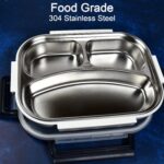 White Transparent Lunch Box – Stainless Steel with 3 Compartments for Kids & Adults - Neckline Detail by Nari Haat,...