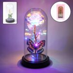 LED Light-Up Eternal Rose Butterfly in Transparent Dome (1 Pc / Battery not Included) - With Dupatta by Nari Haat, In...