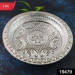 Traditional Silver Finish Plastic Pooja Thali (1 Pc) - With Dupatta by Nari Haat, Indian ethnic wear, women clothing,...