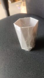 Hexagon Shape Small Plastic Drinking Glass (1 Pc) - Fabric Detail by Nari Haat, Indian ethnic wear, women clothing, d...