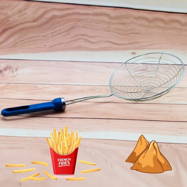 Round Stainless Steel Deep Fry  / Mesh Strainer - Front View by Nari Haat, Indian ethnic wear, women clothing, design...