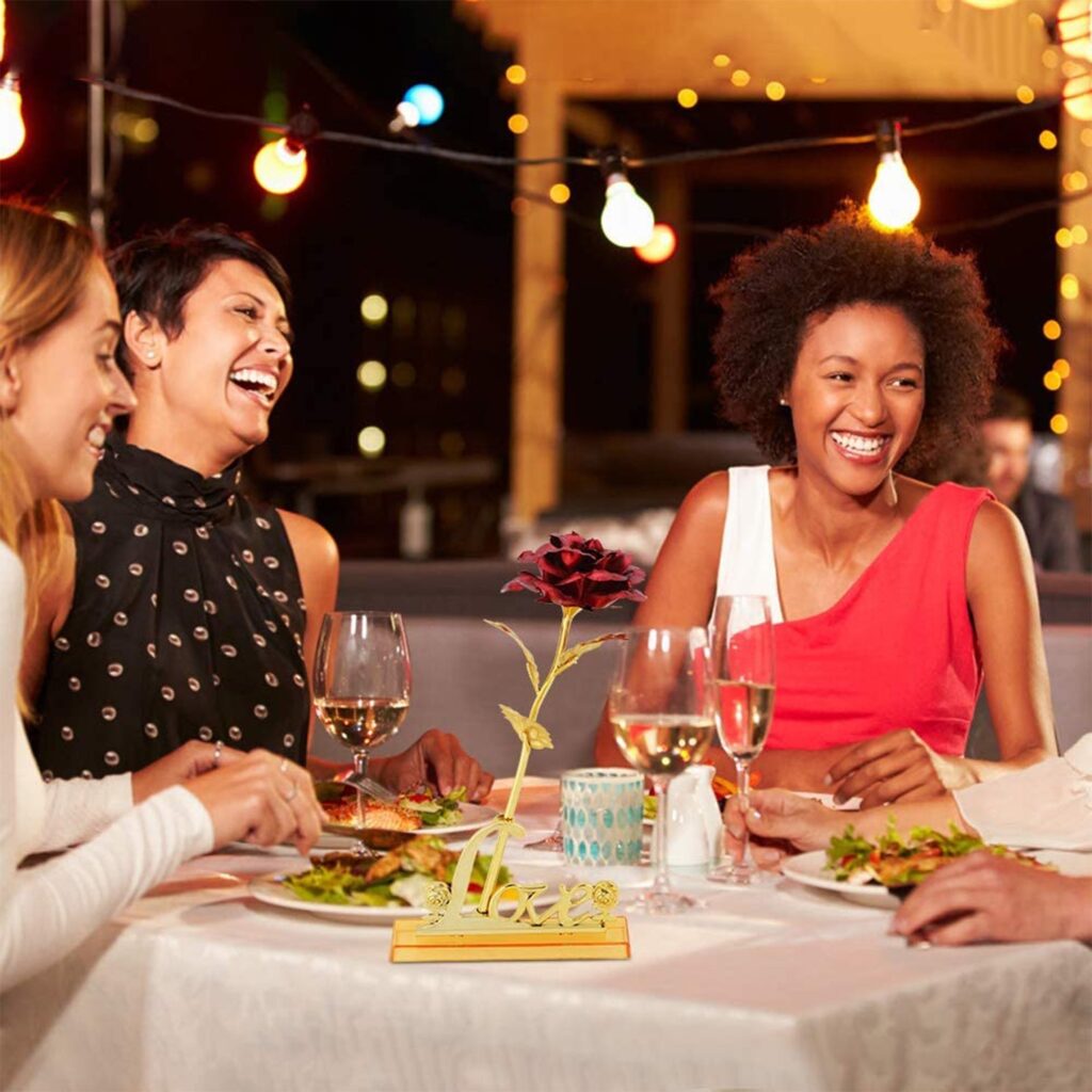 24k Gold Rose,hicoosee Gold Foil Plated Rose with LOVE Stand and Gift Box - Front View by Nari Haat, Indian ethnic we...